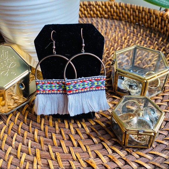 Silver Cherry - Handmade Tassel Earrings - Picture 3 of 4